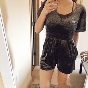 American Eagle Crushed Velvet Romper